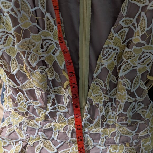 NBD Mila Beige and Yellow Lace Romper - Picture 8 of 9